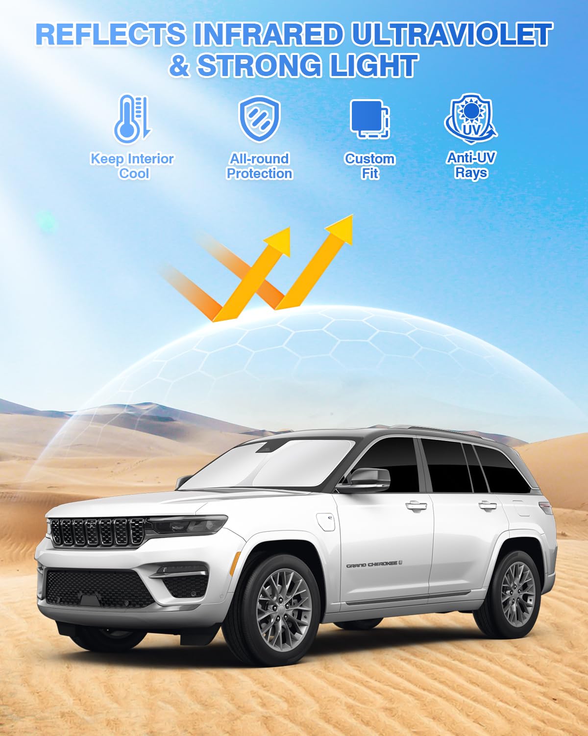 Amazon.com: Canvcle Windshield Sun Shade for 2022-2025 2026 Jeep